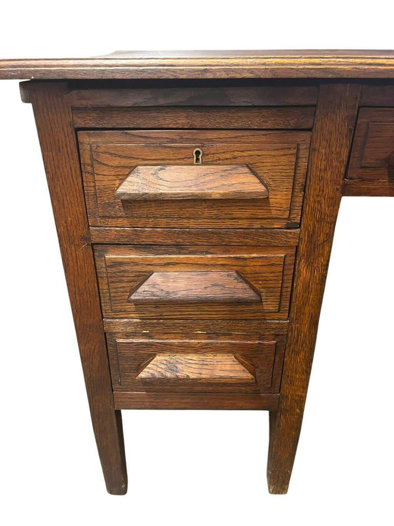 Bureau vintage XL profond en bois massif
