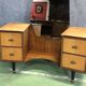 Hairdresser 1970s in teak and oak blond feet compass