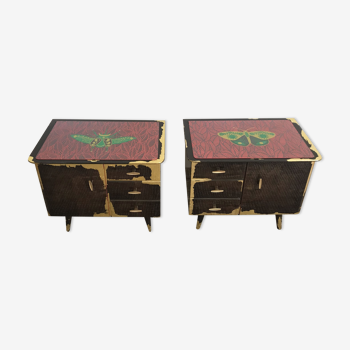 Unique vintage hand painted nightstands