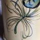 Vintage 1960s Vallauris Yellow Ceramic Vase, Blue Peacock Feather Decor