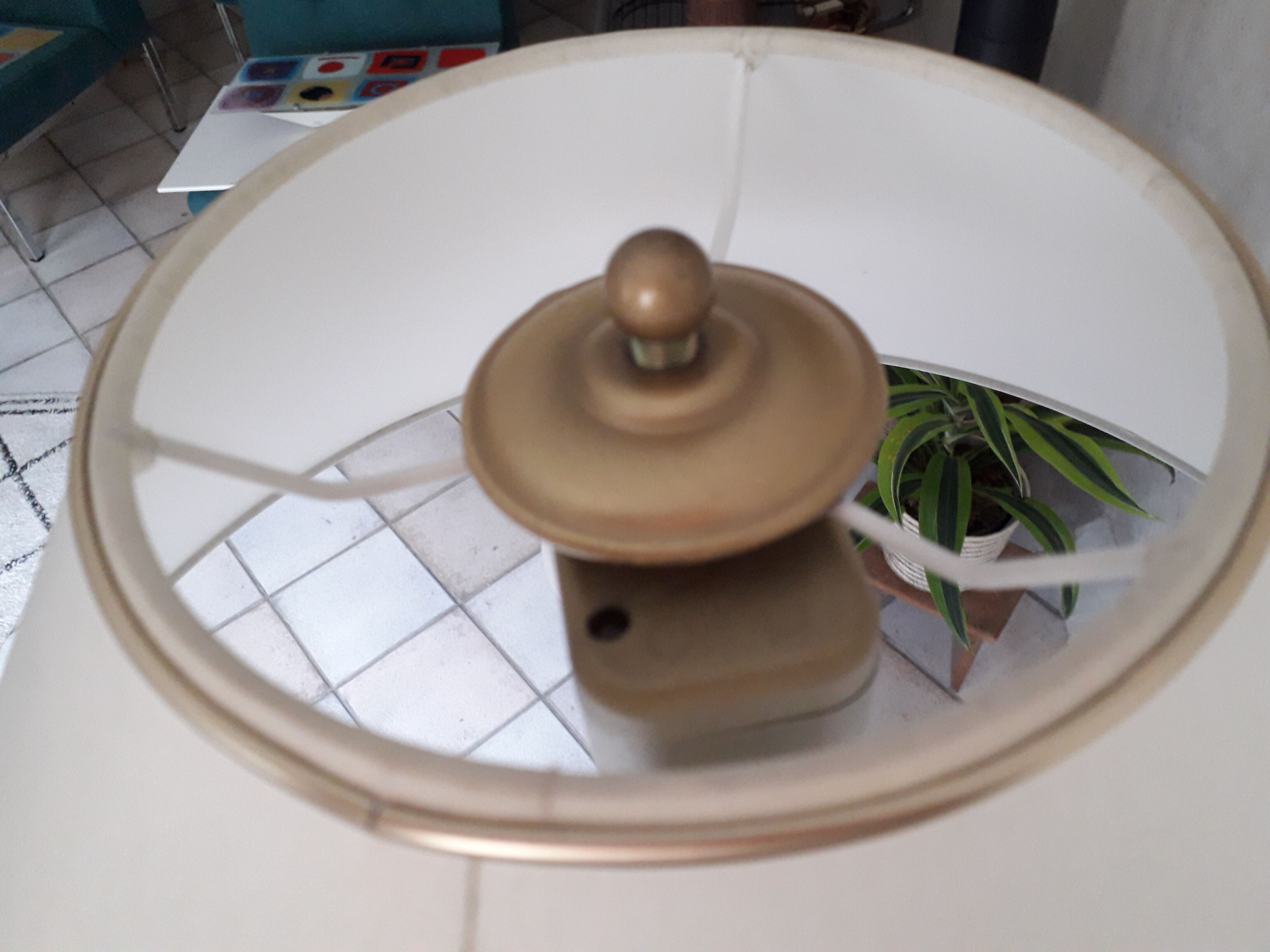 Double lighting brass floor lamp