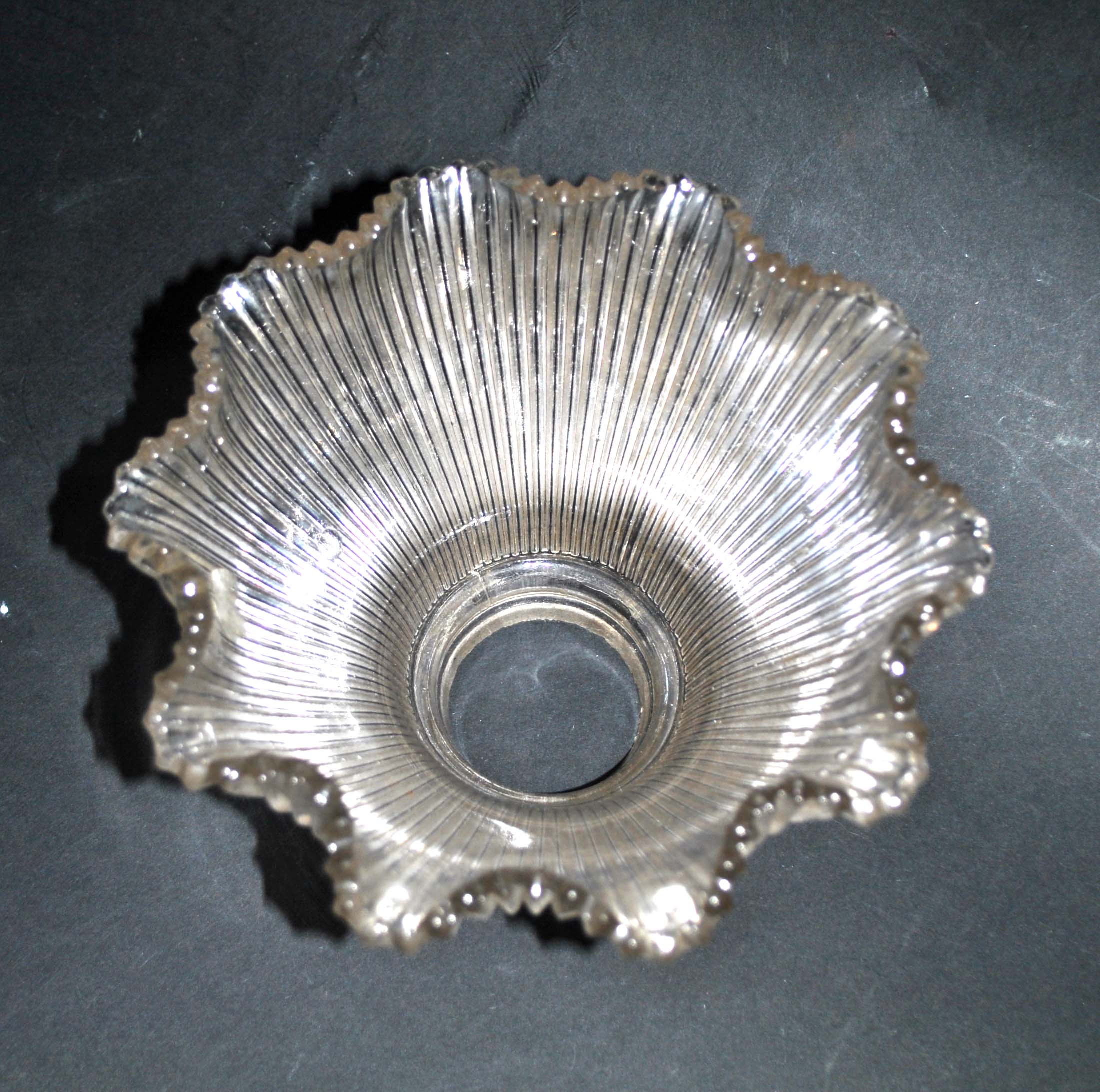 Tulip Striated molded pressed glass lamp cup