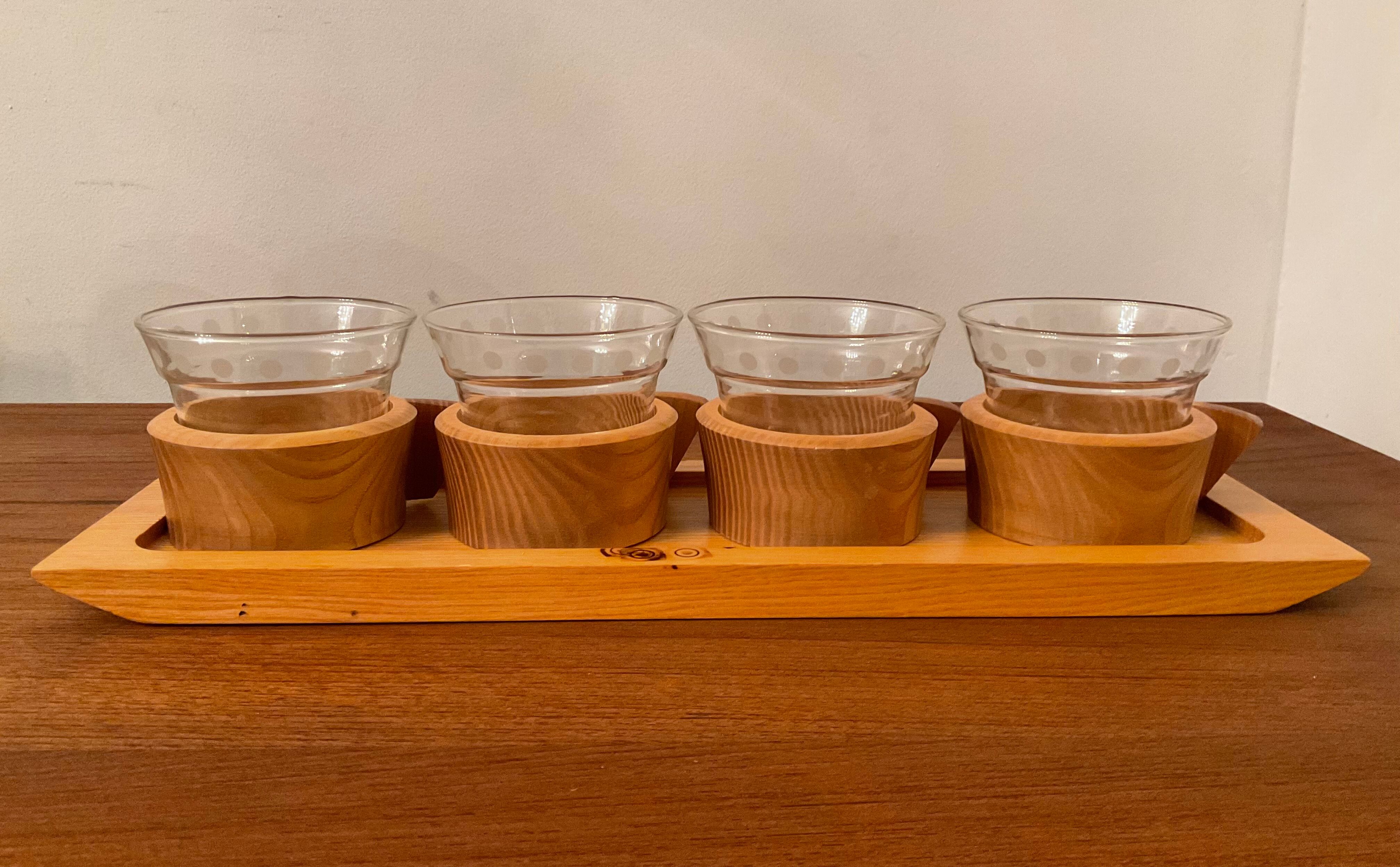 Service à café scandinave des années 70 en bois