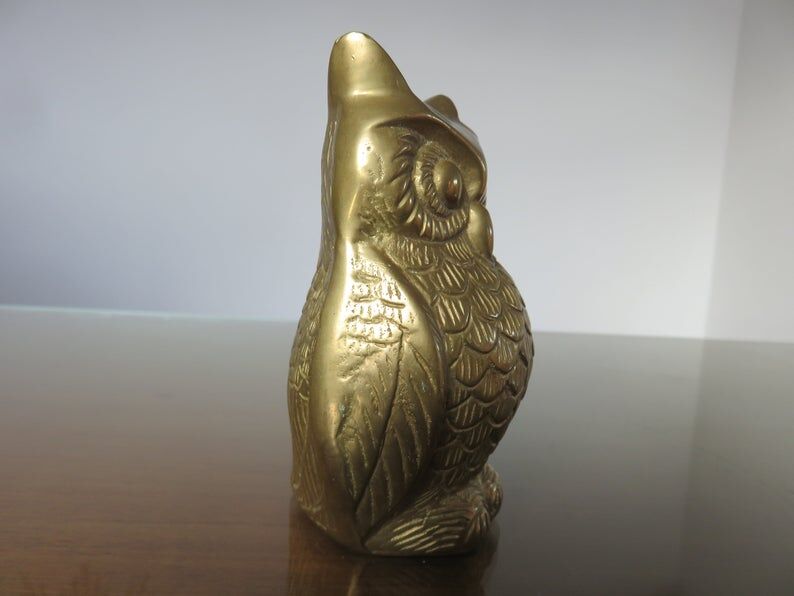 Owl, 70s golden brass owl