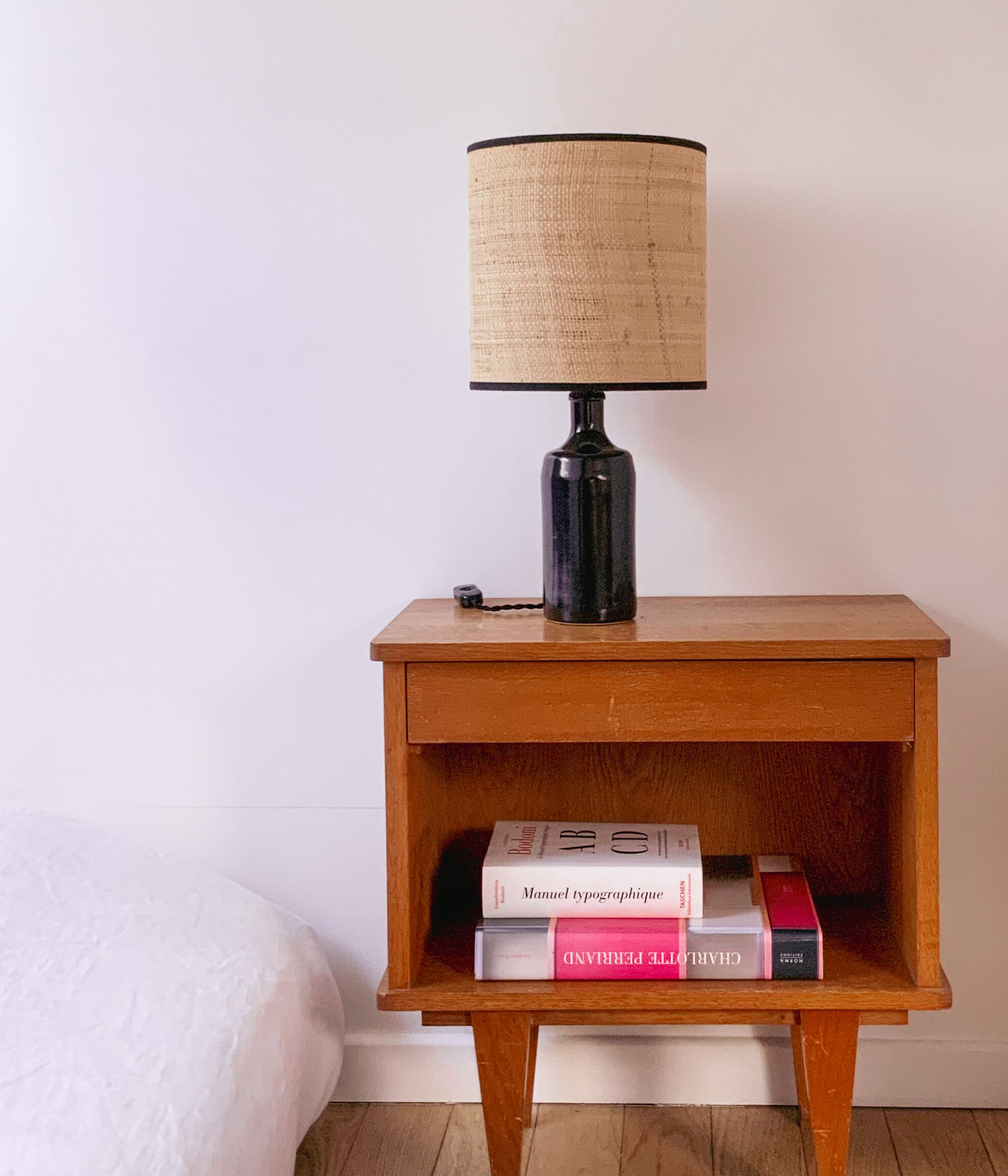 Sandstone and rabane lamp