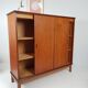 Sideboard high Danish teak veneer vintage sliding doors