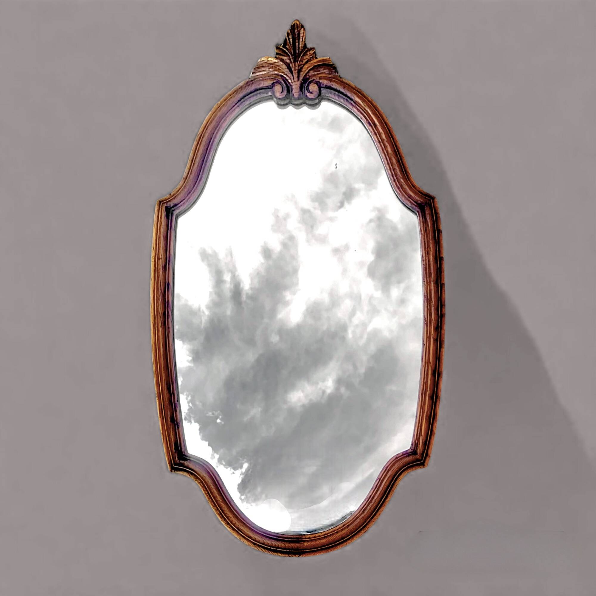 Old carved wooden mirror - 70 cm