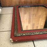 Ancien miroir Louis Philippe bois & plâtre rang de perles + frises vintage