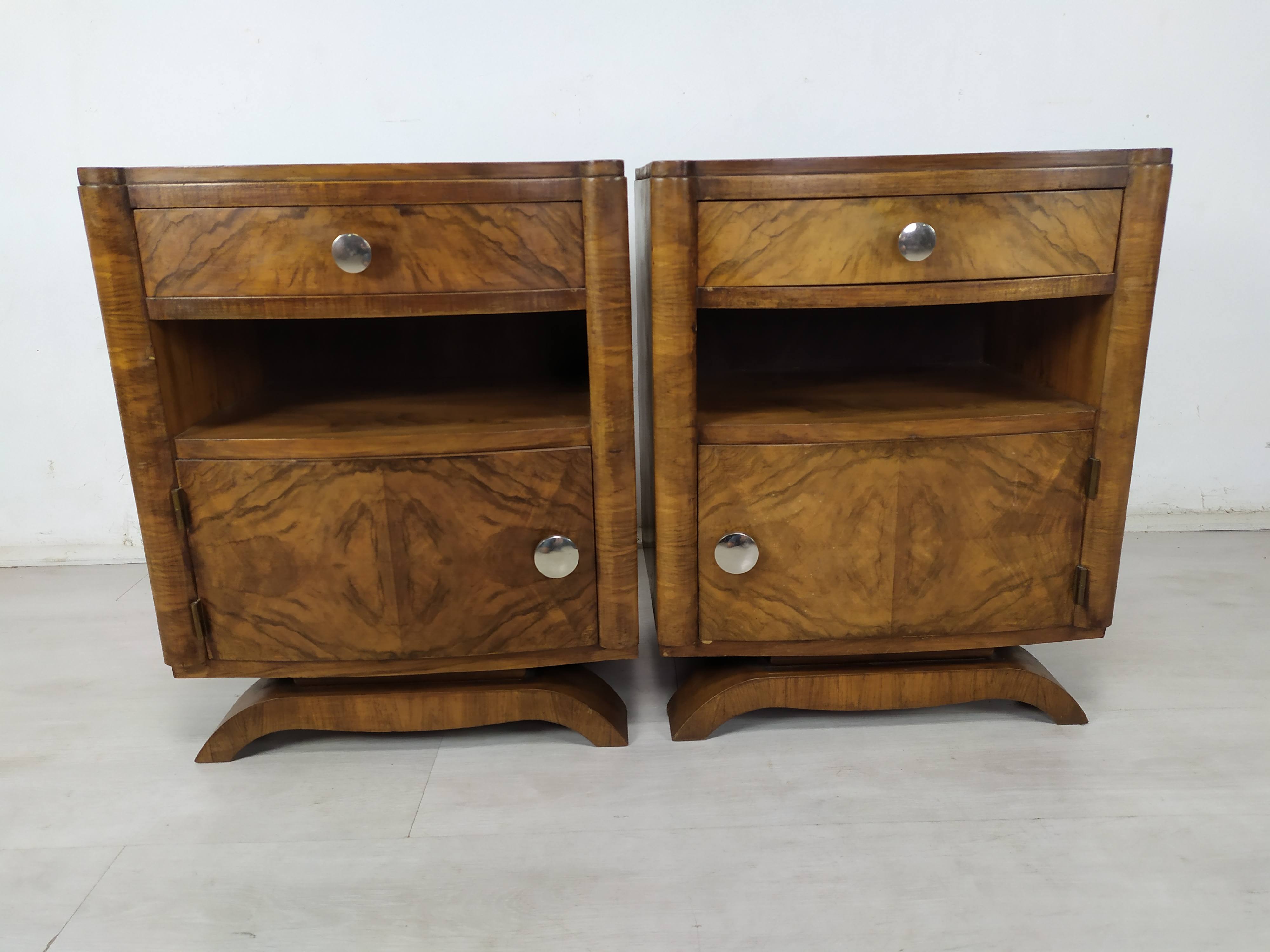 Pair of art deco bedside tables