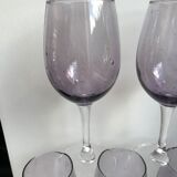 set of 5 wine glasses in purple bubble glass 70s