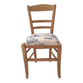 Country chair in blue toile de Jouy