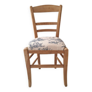 Chaise de campagne en toile de Jouy bleu