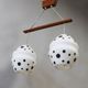 Vintage 1960s Czech Double Pendant Light with Black & White Opaline Glass