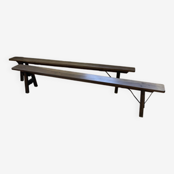 Paire de bancs noyer 250cm