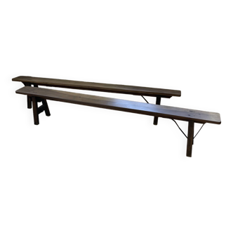 Paire de bancs noyer 250cm