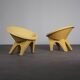 Rare pair of sculptural concrete lounge chairs, Italy, 1960s