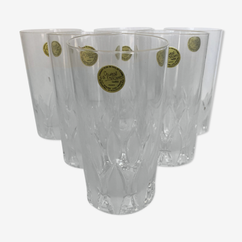 Ensemble de 6 verres à eau en cristal taillé