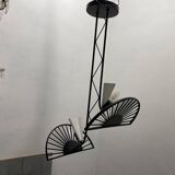 Architectural Black and white Murano Glass Rod  Light Pendant 1980’s