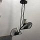 Architectural Black and white Murano Glass Rod  Light Pendant 1980’s