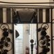 Art deco wrought iron coat rack and Degue lamp