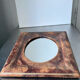 Antique leather framed mirror with gildings 30 cm x  24 cm