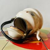 Vintage enameled sheet metal kettle - rooster decor