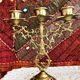 Pair of candlesticks 3 branches golden brass