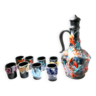 Fat lava ceramic liquor service vallauris type