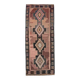 70's Brown Turkish Oushak Handmade Wool Geometric Motif Runner Rug 123x293