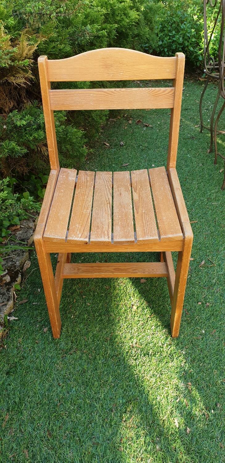 Vintage pine chair armchair from the 70s