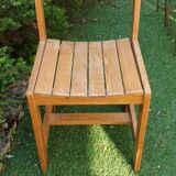 Fauteuil chaise vintage en pin années 70
