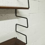 Zigzag string shelf 3 black ladders 5 teak shelves 1950