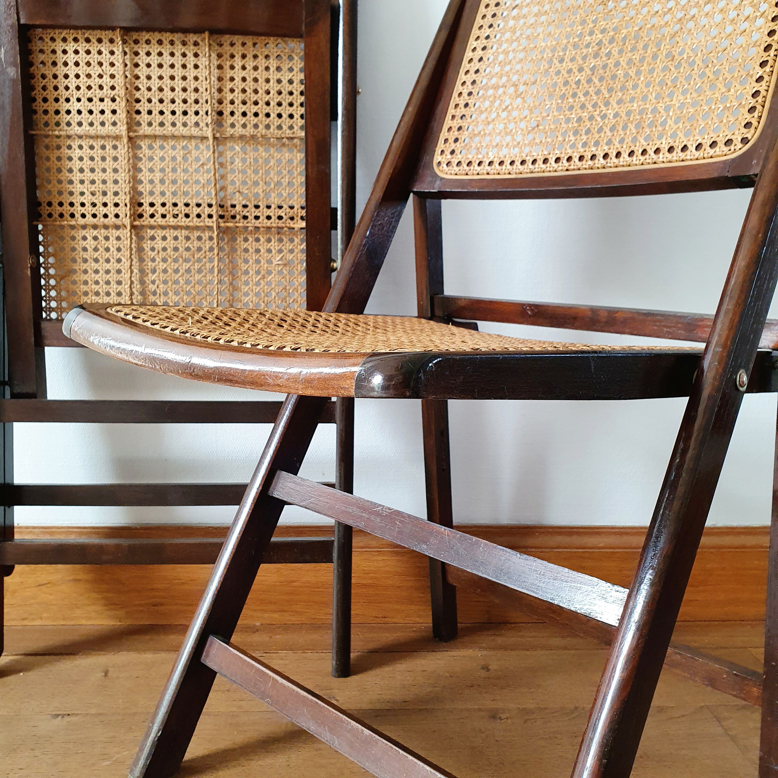 Pair of folding chairs canned 60s