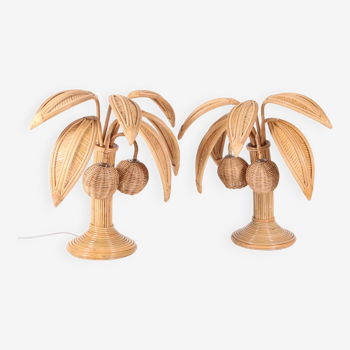 Pair the coconut palm / rattan palm lamps