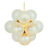 Space Age Atomic Brass & 12 Glass Spheres Chandelier from Kaiser, 1960s