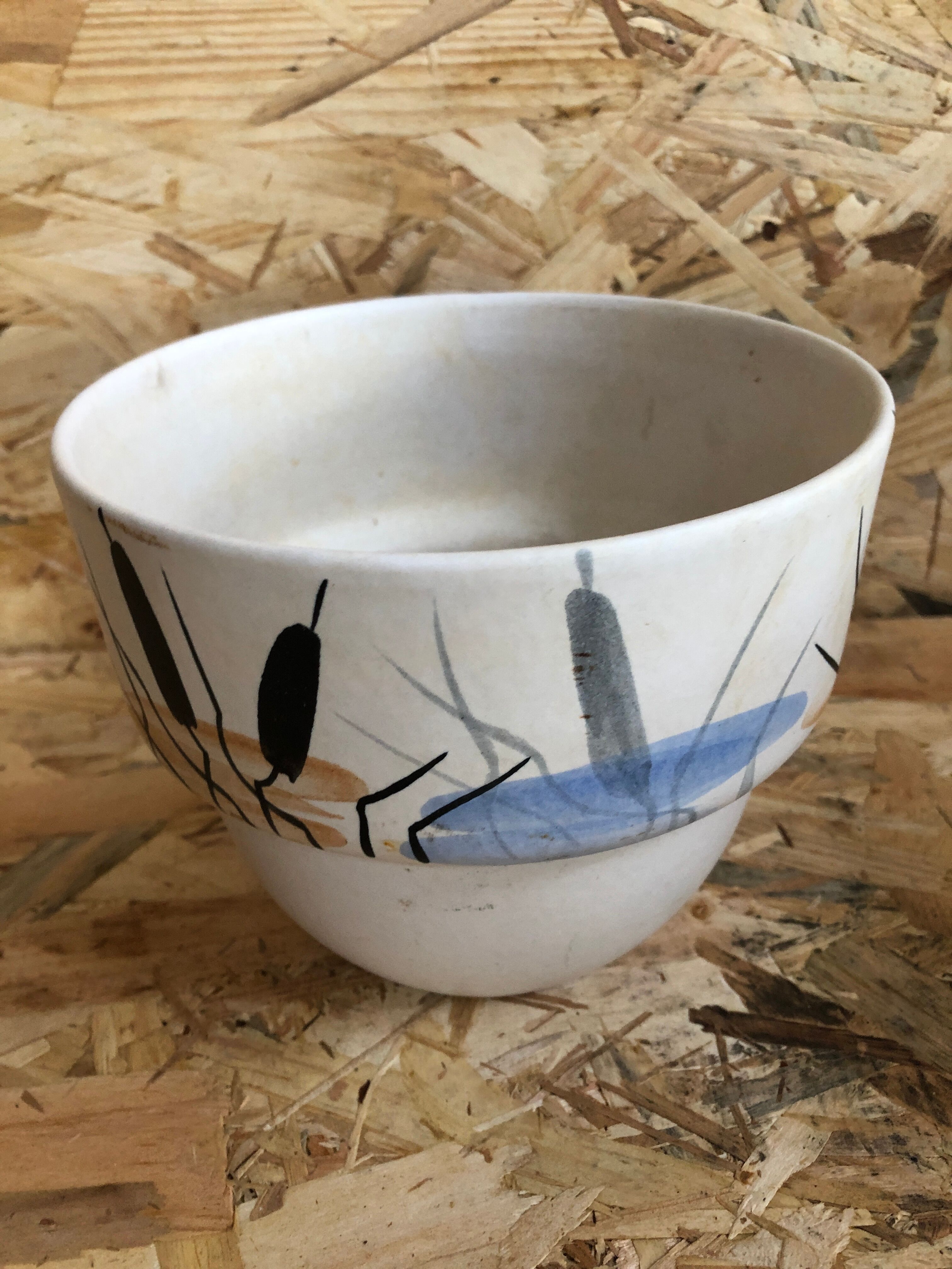 Lot 3 old caches pot milet sevres ceramic decoration reeds vintage