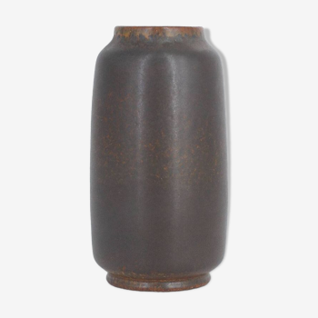 Petit Vase Mid-Century Scandinave Moderne de Collection en Grès Chocolat Noir par Gunnar Borg pour H