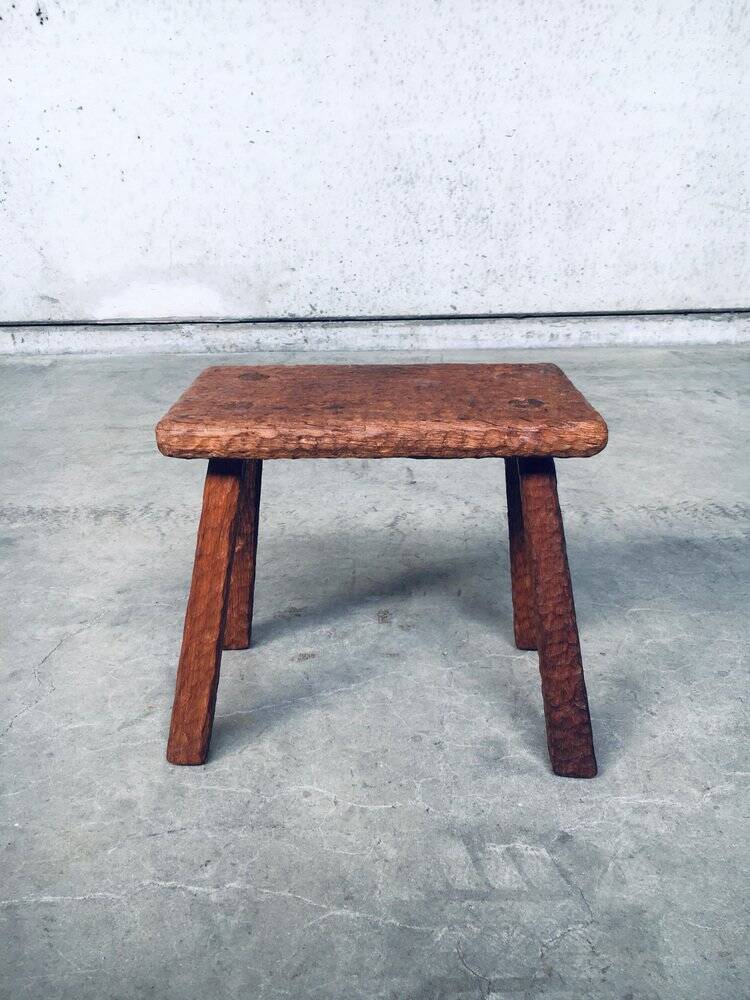 Carved Oak Side Table, 1940s