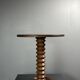 Midcentury brutalist wood turned side table, Charles Dudouyt style, 1950s