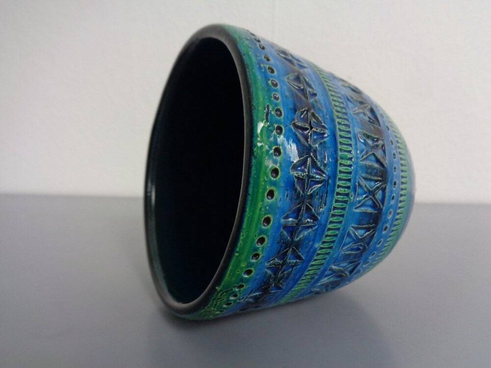 Italian Rimini Blue Ceramic Cachepot by Aldo Londi for Bitossi, 1960s