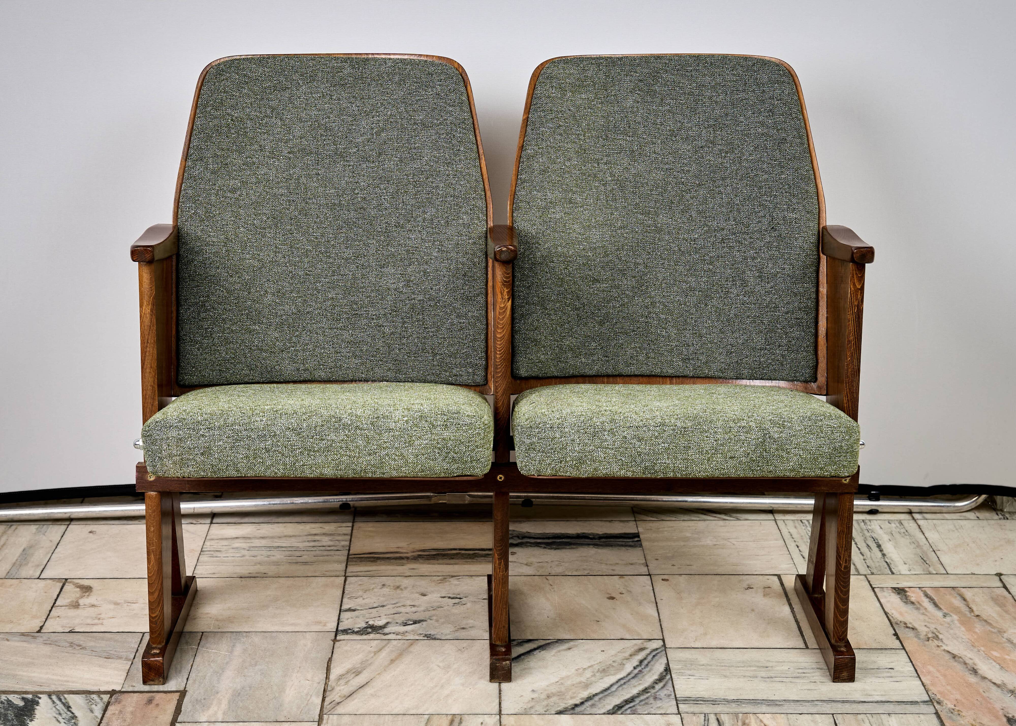 Vintage Green Folding Cinema Chairs, 1970s Czechoslovakia