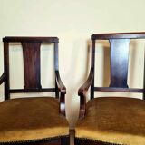 Pair of Louis XVI style mahogany office armchairs