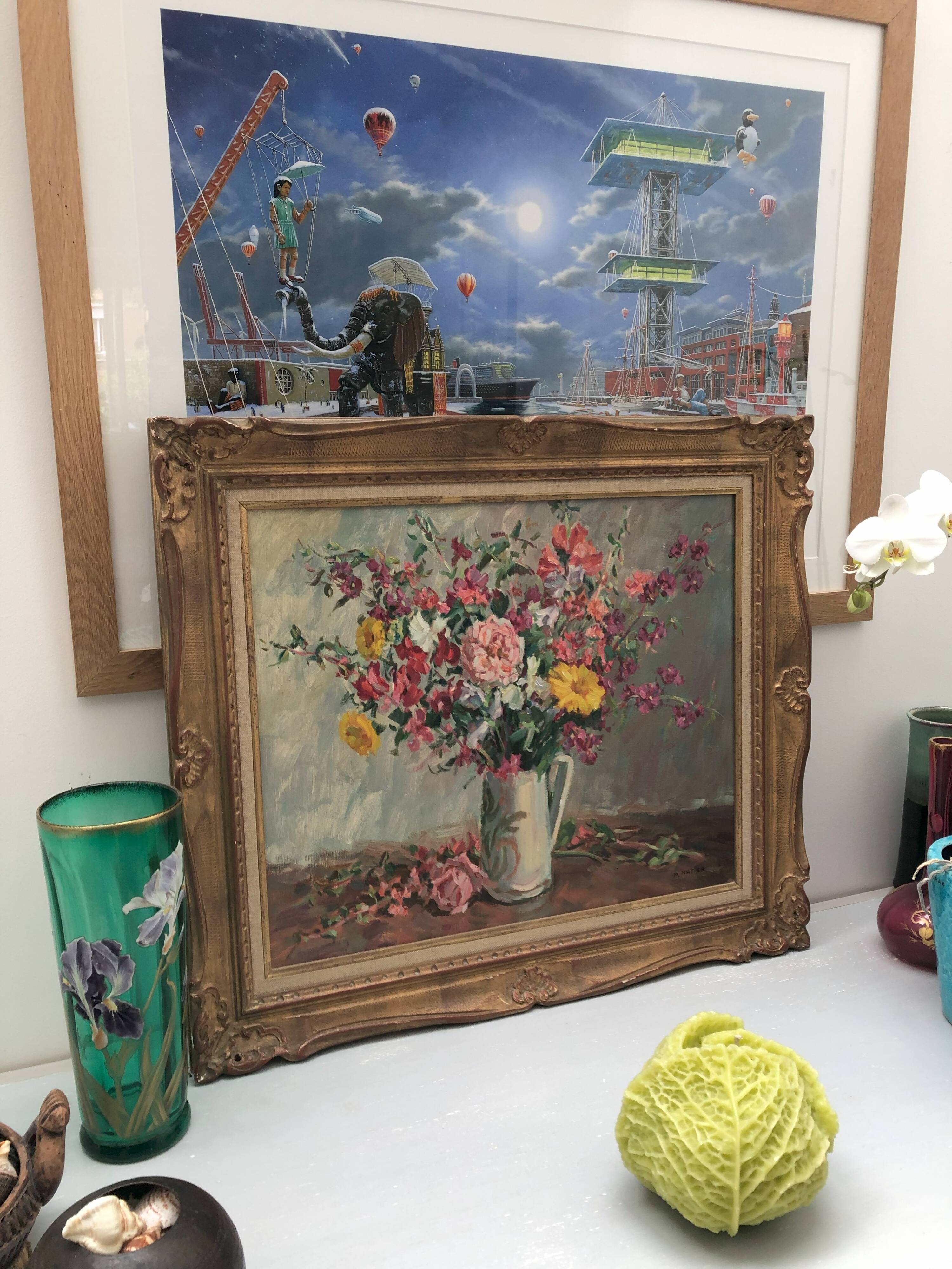 Still life bouquet of flowers oil painting