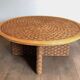 Large Round Coffee Table in Rope and Wood, in the Style of Audoux-Minet, Fra