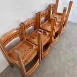 Table set and 8 chairs in solid Scandinavian pine ASKO vintage 80s