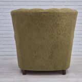 1960s, Danish vintage relax armchair, furniture cotton/wool, beech wood.