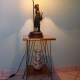 Formica side shelf, 2 shelves, gold metal - 60s