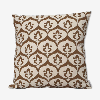 Housse de coussin ottoman style ikat ivoire olive - 50 x 50