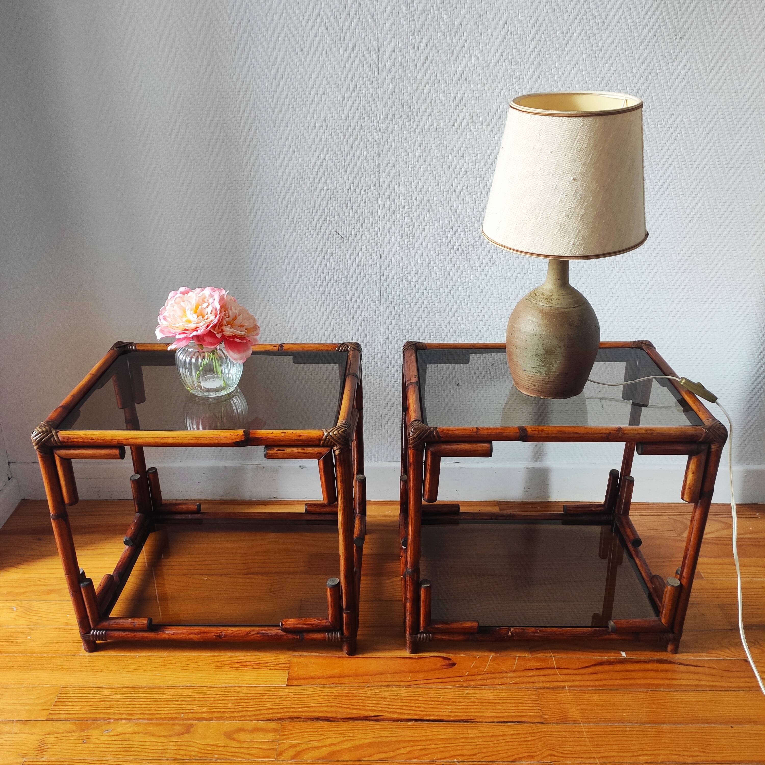 Pair of vintage 70/80s bedside tables and sofa ends