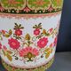 Bedside lamp with turned wooden base and floral shade - Ref 957